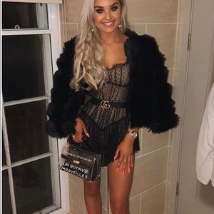 NWT Beautiful Soft Black faux fur coat size small